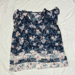 Motherhood Maternity Floral Sleeve Ruffled Blouse